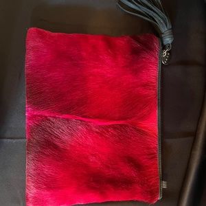 Vash Red Faux Fur Oversized Clutch